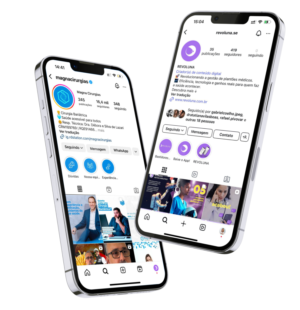 Perfis de Instagram gerenciados pela Lead Blue Digital